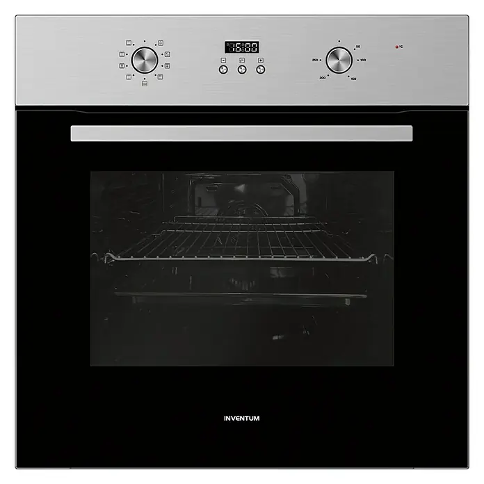 Inventum Inbouwoven IOH6070RK - Inhoud oven: 65 l, Zwart, RVS - Vooraanzicht