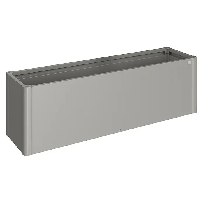 Biohort Hochbeet Belvedere - L x B x H: 53 x 201 x 61 cm, Quarzgrau Metallic, Stahl - Diagonale Ansicht