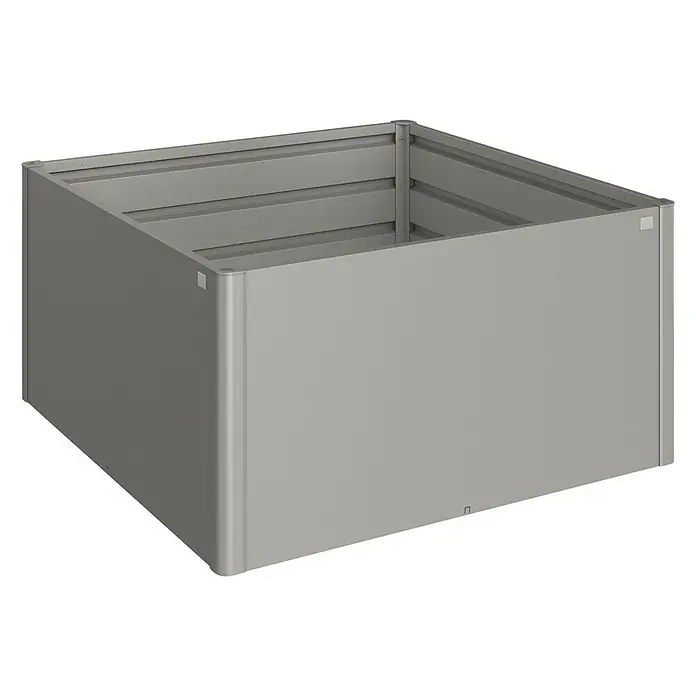 Biohort Hochbeet - L x B x H: 152 x 152 x 77 cm, Stahl, Quarzgrau Metallic - Diagonale Ansicht