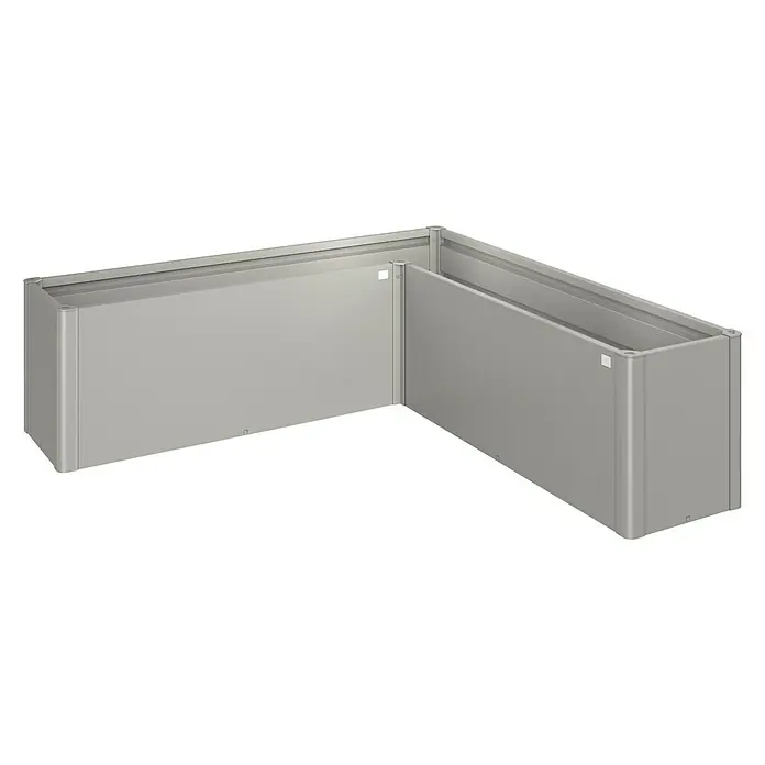 Biohort Hochbeet Belvedere - L x B x H: 201 x 201 x 61 cm, Quarzgrau Metallic, Stahl - Diagonale Ansicht