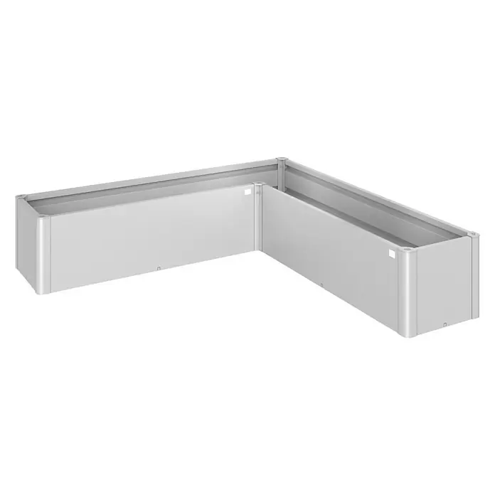 Biohort Hochbeet Belvedere - L x B x H: 201 x 201 x 45 cm, Silber Metallic, Stahl - Diagonale Ansicht