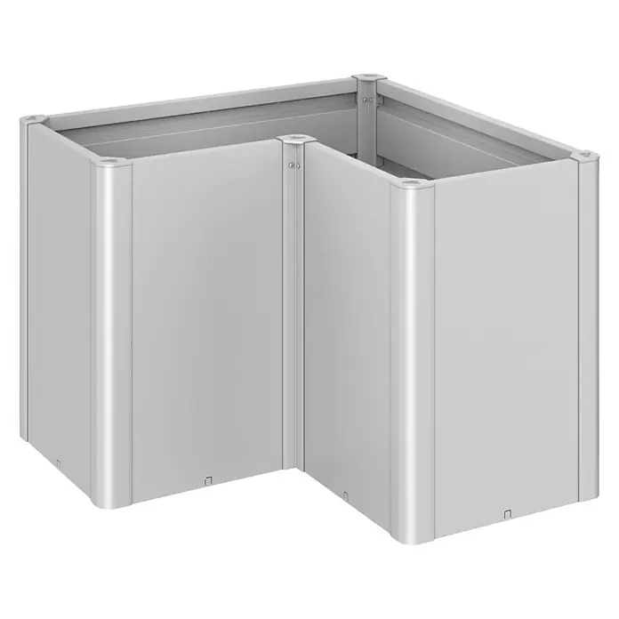 Biohort Hochbeet Belvedere - L x B x H: 102 x 102 x 77 cm, Silber Metallic, Stahl - Diagonale Ansicht