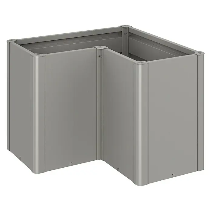 Biohort Hochbeet Belvedere - L x B x H: 102 x 102 x 77 cm, Quarzgrau Metallic, Stahl - Diagonale Ansicht