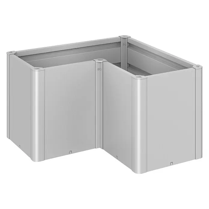 Biohort Hochbeet Belvedere - L x B x H: 102 x 102 x 61 cm, Silber Metallic, Stahl - Diagonale Ansicht
