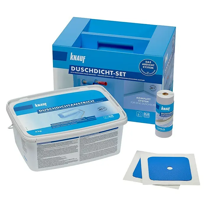 Knauf Duschdicht-Set - 4 -tlg., Bitumenfrei, Lösemittelfrei - Diagonale Ansicht