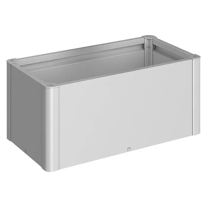 Biohort Hochbeet Belvedere - L x B x H: 53 x 102 x 45 cm, Silber Metallic, Stahl - Diagonale Ansicht