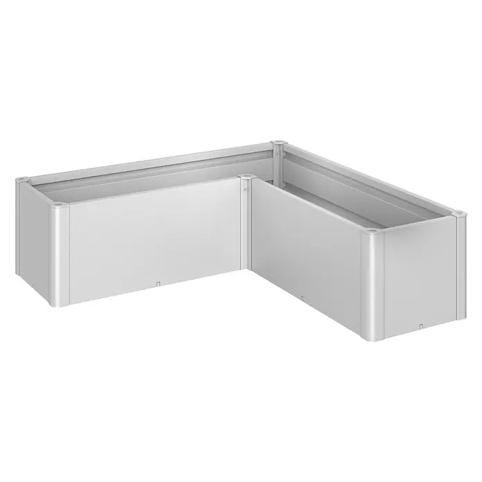 Biohort Hochbeet Belvedere - L x B x H: 152 x 152 x 45 cm, Silber Metallic, Stahl - Diagonale Ansicht