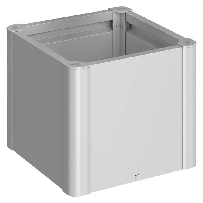 Biohort Hochbeet Belvedere - L x B x H: 53 x 53 x 45 cm, Silber Metallic, Stahl - Diagonale Ansicht