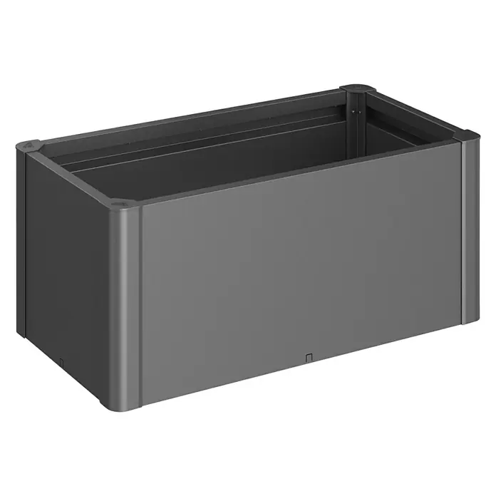 Biohort Hochbeet Belvedere - L x B x H: 53 x 102 x 45 cm, Dunkelgrau Metallic, Stahl - Diagonale Ansicht