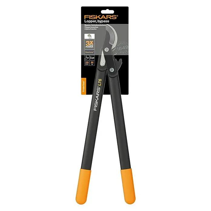 Fiskars PowerGear Hebel-Astschere L76 - Bypass, Max. Aststärke: 28 mm - Vorderansicht