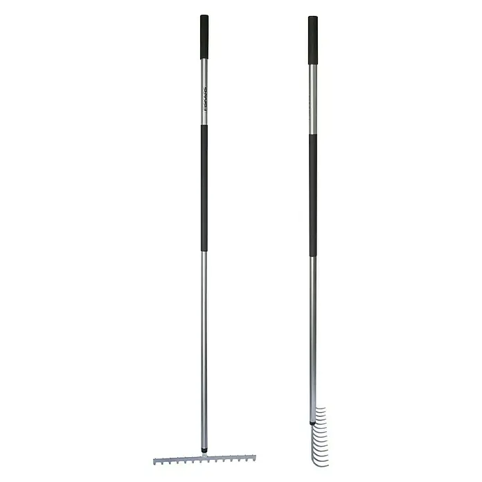 Fiskars Ergonomic Gartenrechen - Arbeitsbreite: 36 cm, Langstiel - Vorderansicht