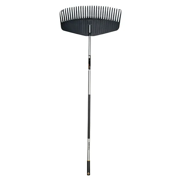 Fiskars Ergonomic Fächerbesen - Arbeitsbreite: 58 cm, Anzahl Zinken: 29, Langstiel - Vorderansicht