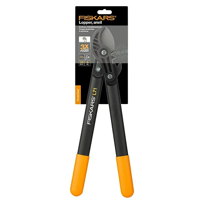 Fiskars PowerGear Getriebe-Astschere L71 - Amboss, Max. Aststärke: 38 mm - Vorderansicht