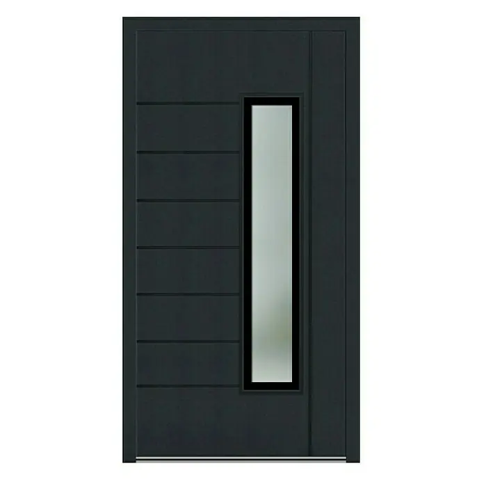 PVC ulazna vrata KT171 Varaždin - DIN graničnik: Lijevo, D x Š x V: 70 x 1.100 x 2.100 mm, Antracit - Pogled sprijeda
