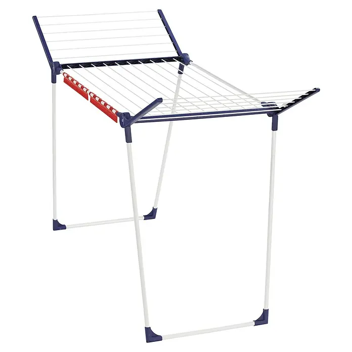 Leifheit Wäscheständer Pegasus 180 Solid - Länge Wäscheleine: 18 m, Farbe: Weiß/Blau - Diagonale Ansicht