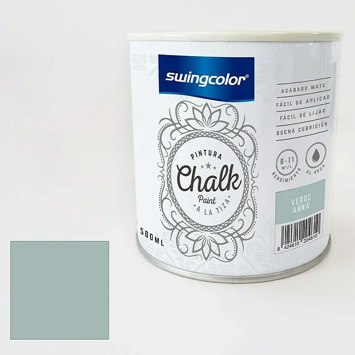 swingcolor Pintura de tiza Chalk Paint - Verde Anna, 500 ml, Mate - Producto en uso