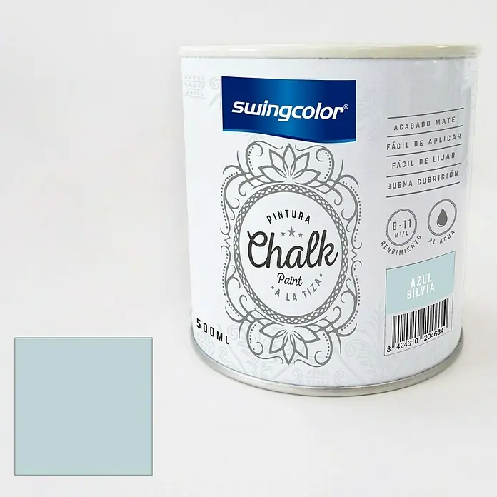 swingcolor Pintura de tiza Chalk Paint - Azul Sílvia, 500 ml, Mate - Producto en uso