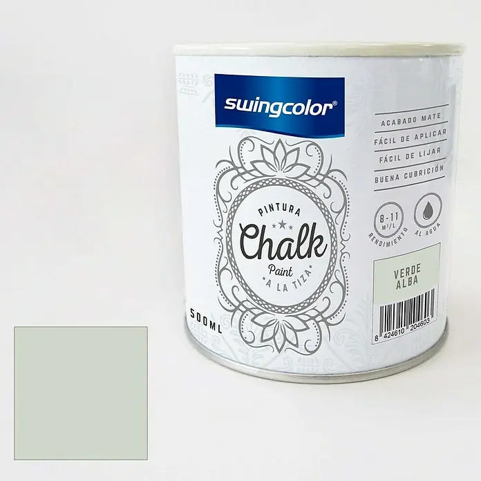 swingcolor Pintura de tiza Chalk Paint - Verde Alba, 500 ml, Mate - Producto en uso