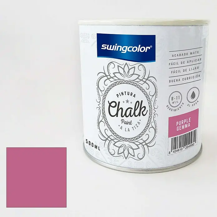 swingcolor Pintura de tiza Chalk Paint - Purple Gemma, 500 ml, Mate - Producto en uso