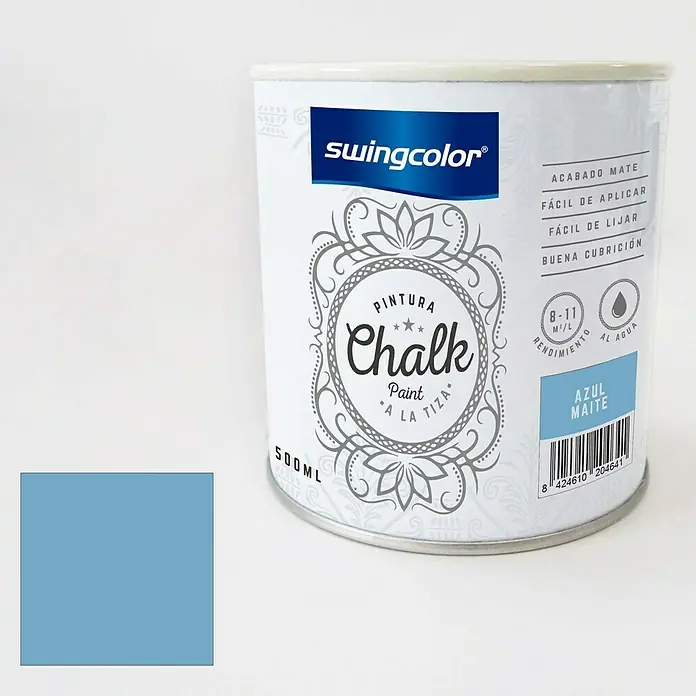 swingcolor Pintura de tiza Chalk Paint - Azul Maite, 500 ml, Mate - Producto en uso