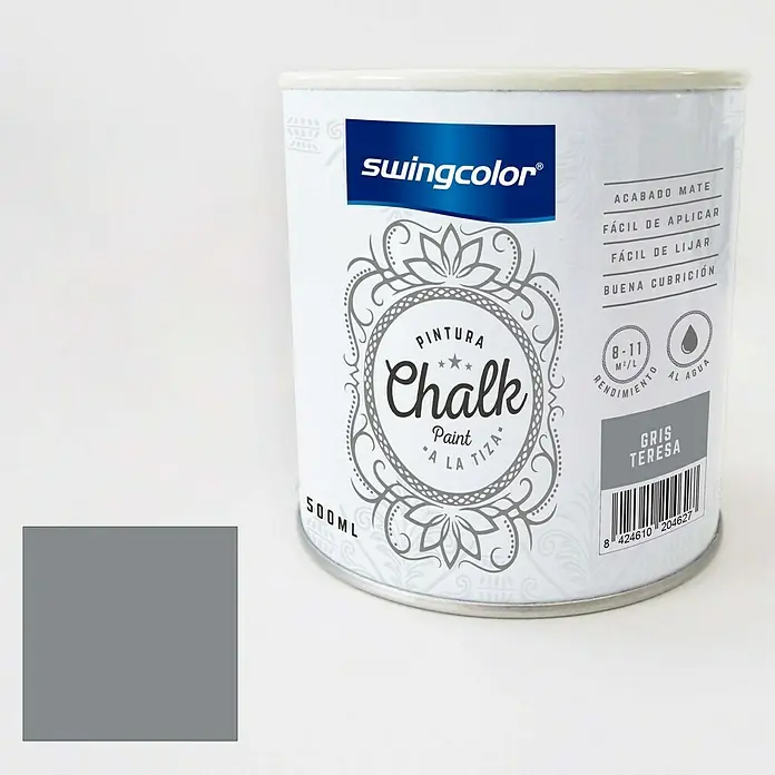 swingcolor Pintura de tiza Chalk Paint - Gris Teresa, 500 ml, Mate - Producto en uso