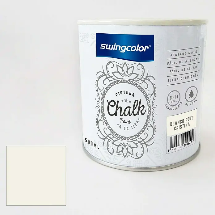 swingcolor Pintura de tiza Chalk Paint - Blanco Roto Cristina, 500 ml, Mate - Producto en uso