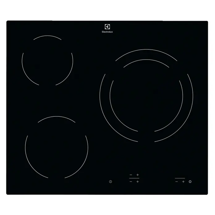 Electrolux Placa de cocción vitrocerámica EHF6231IOK - Zonas de cocción: 3 ud., Eléctrico, Indicador de calor residual, Vitrocerámica - Vista descendente