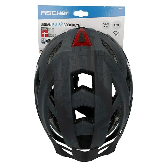 Fischer Fahrradhelm Urban Plus Brooklyn - L/XL 58 - 61 cm, Anthrazit/Schwarz - Draufsicht