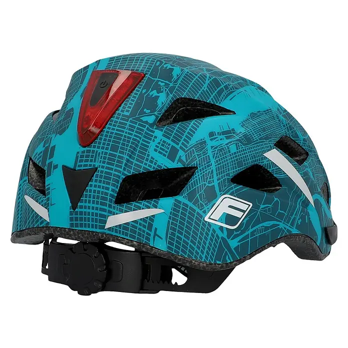 Fischer Fahrradhelm Urban Plus New York - S/M 52 - 59 cm, Türkis/Petrol - Diagonale Ansicht