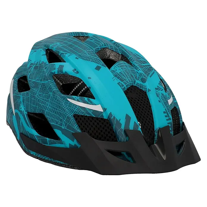 Fischer Fahrradhelm Urban Plus New York - S/M 52 - 59 cm, Türkis/Petrol - Diagonale Ansicht