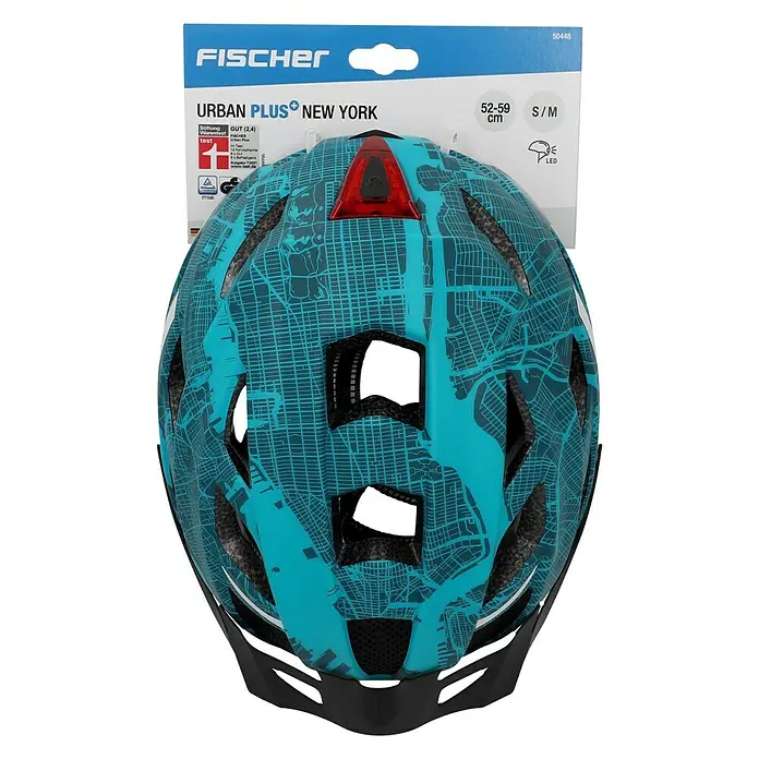 Fischer Fahrradhelm Urban Plus New York - S/M 52 - 59 cm, Türkis/Petrol - Draufsicht