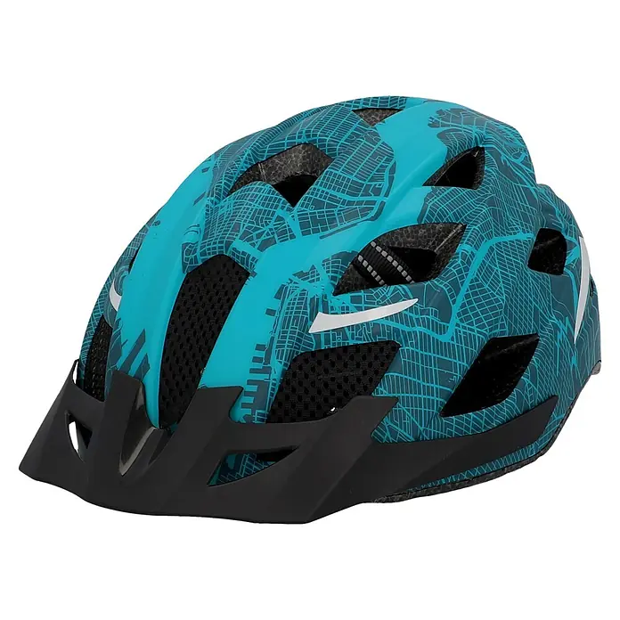 Fischer Fahrradhelm Urban Plus New York - S/M 52 - 59 cm, Türkis/Petrol - Diagonale Ansicht