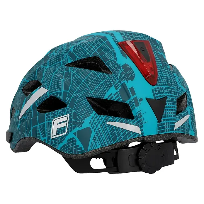 Fischer Fahrradhelm Urban Plus New York - S/M 52 - 59 cm, Türkis/Petrol - Diagonale Ansicht