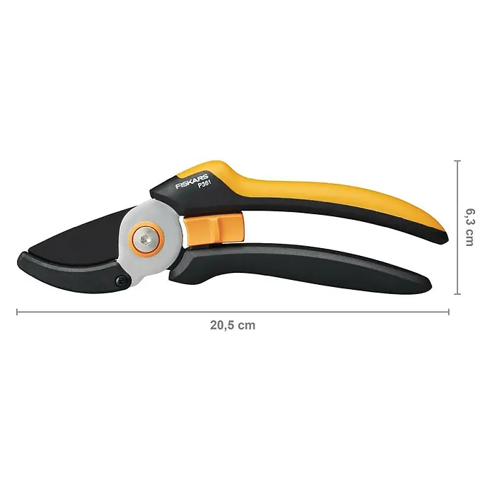 Fiskars Solid Gartenschere P361 - Amboss, Max. Aststärke: 20 mm - Skizze