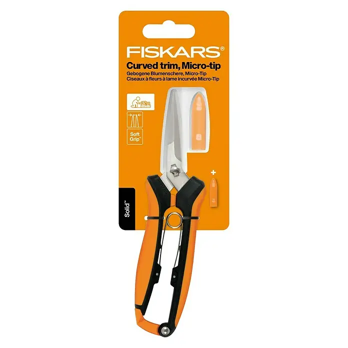 Fiskars Solid Gartenschere Micro-Tip SP160 - Gebogen, Länge: 17,1 cm - Draufsicht