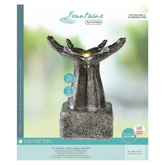 Fuente LED Riccial - 28 x 60 x 48 cm, Antracita, Fuente LED - Vista frontal