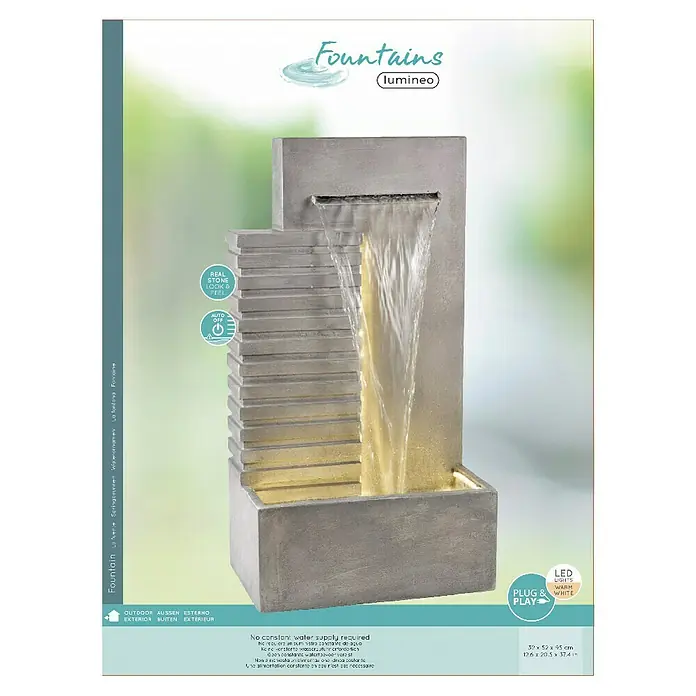 Fuente LED Melfi - 32 x 52 x 95 cm, Gris, Fuente LED - Vista frontal