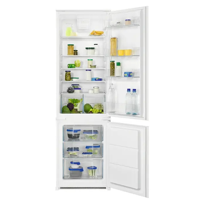 Zanussi Nevera combi ZNFN18FS1 - Contenido útil total: 269 l, 54,9 x 54,6 x 177,2 cm, Blanco - Vista angular