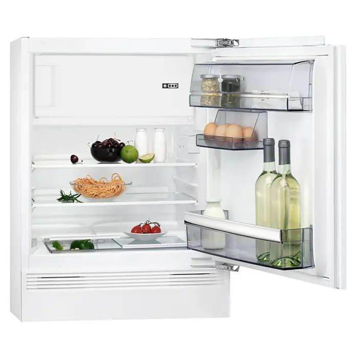 AEG Nevera mini SFB682E1AF - Contenido útil total: 94 l, 54,7 x 59,6 x 81,9 cm, Blanco - Producto en uso