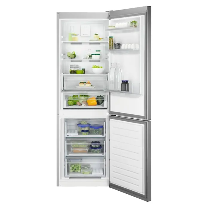 Zanussi Nevera combi ZNME32EU0 - Contenido útil total: 330 l, 65 x 59,5 x 186 cm, Acero inoxidable - Producto en uso