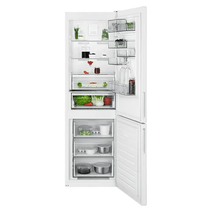 AEG Nevera combi RCB632E4MW - Contenido útil total: 330 l, 65 x 59,5 x 186 cm, Blanco - Vista frontal
