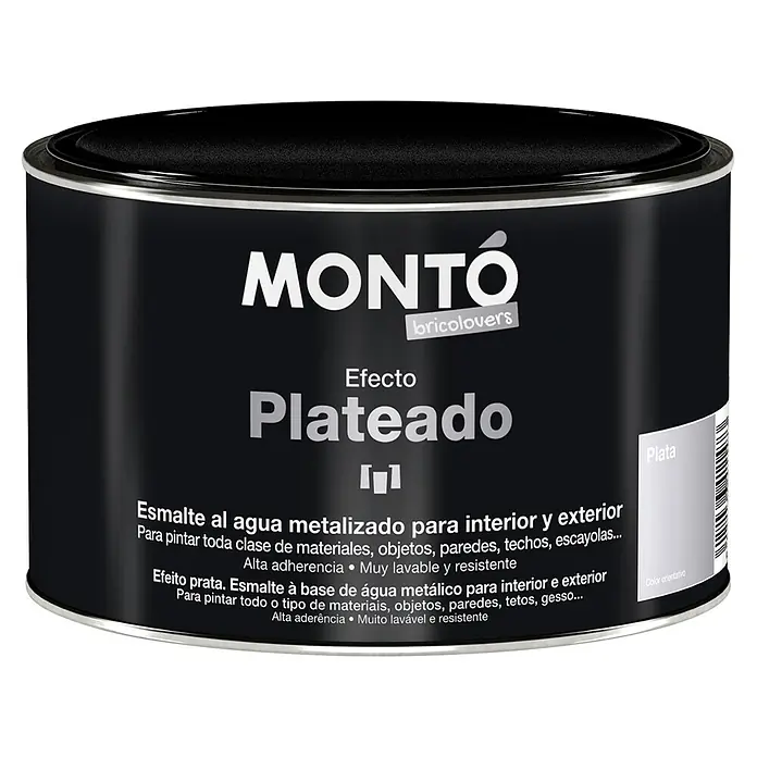 Montó Bricolovers Esmalte de color acrílico metalizado - Plateado, 375 ml, Satinado - Vista frontal