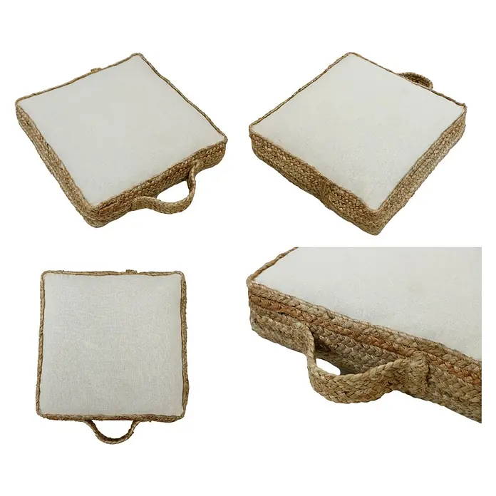 Cojín de suelo Yute - 45 x 45 x 10 cm, Yute/Algodón, 100% algodón - Vista angular