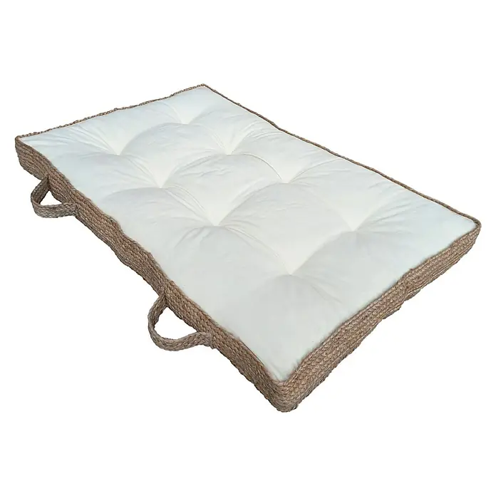 Cojín para asiento Yute - 120 x 80 x 10 cm, Yute/Algodón, 100% algodón - Vista angular