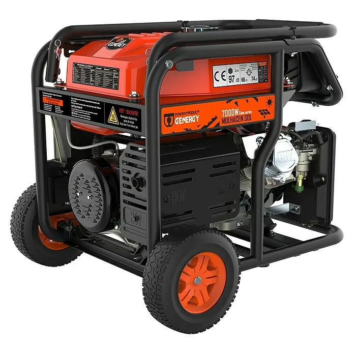 Generador Mulhacén SOL - 7.000 W, Volumen del depósito: 28 l, Tiempo de funcionamiento: 9,3 h con 75% de la carga - Vista angular