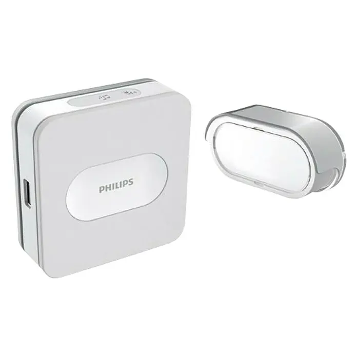Philips Juego de timbre inalámbrico WelcomeBell - Alcance: 300 m, IP65, Número de enchufes Schuko: 1 - Vista angular