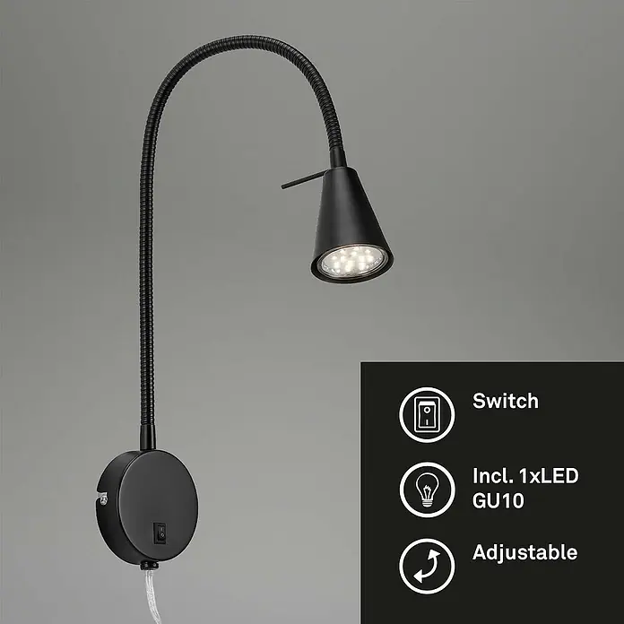 Briloner LED-Wandstrahler Tusa - 4 W, Schwarz, L x B x H: 5,8 x 20,5 x 45 cm - Anwendungsbeispiel