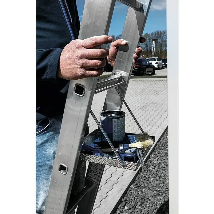 Krause Trittablage - Geeignet für: Sprossenleitern, Aluminium - Anwendungsbeispiel