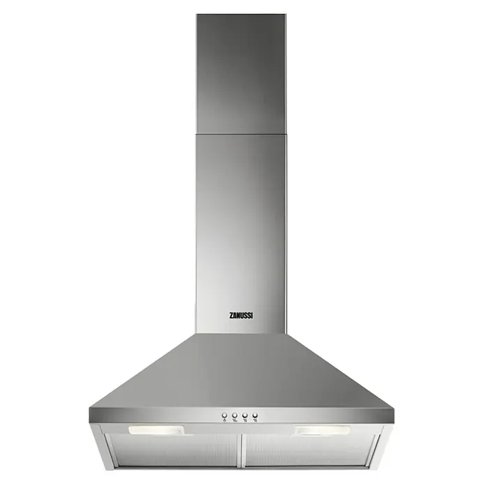 Zanussi Campana decorativa ZHC62462XA - Ancho: 59,8 cm, Potencia de aire máx.: 420 m³/h aire en circulación, Acero inoxidable - Vista frontal