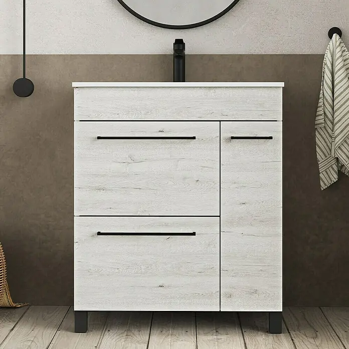 Mueble de lavabo Tabarca - L x An x Al: 44,6 x 70 x 83,3 cm, Silver, Mate - Foto ambiente